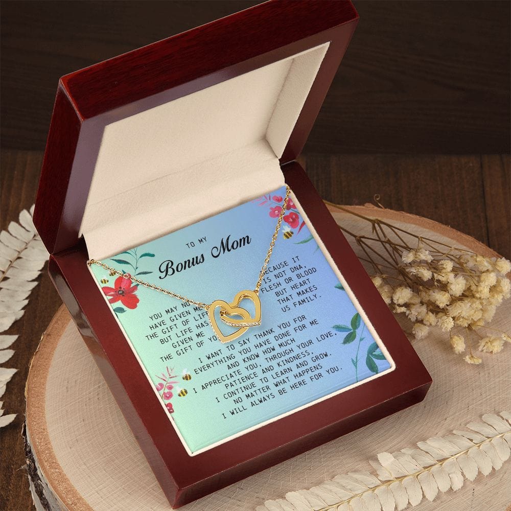 To My Bonus Mom, Interlocking Hearts Necklace