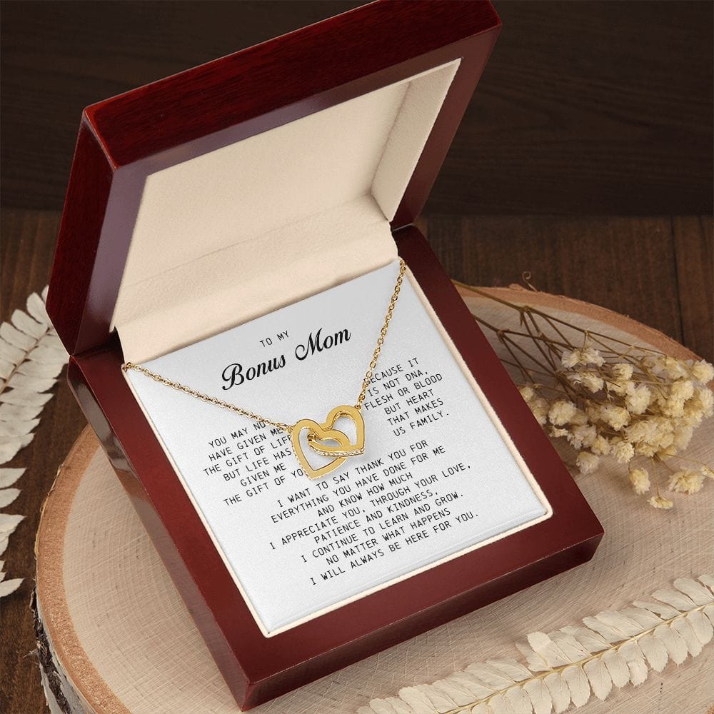 To My Bonus Mom, Interlocking Hearts Necklace