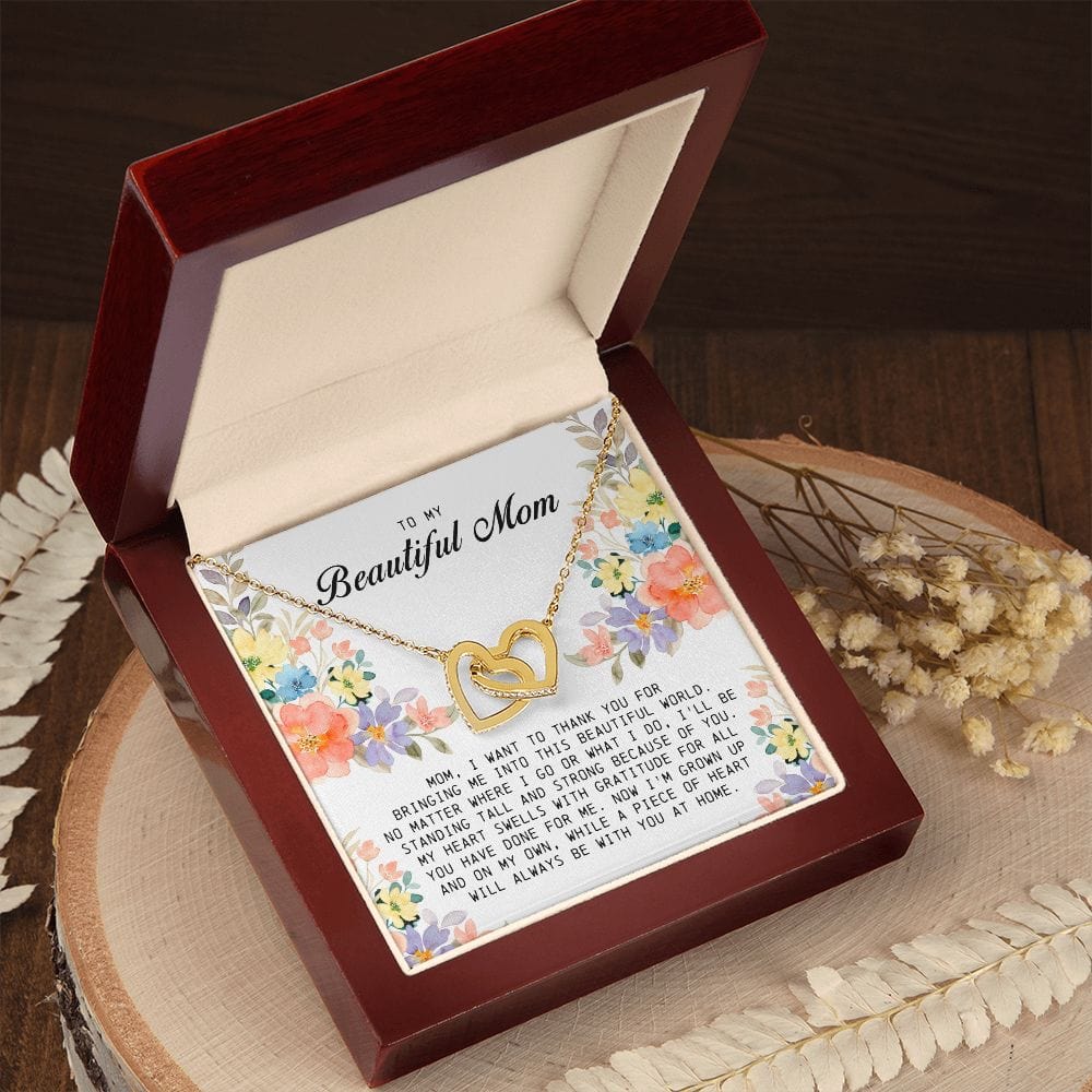 To My Beautiful Mom, Interlocking Hearts Necklace