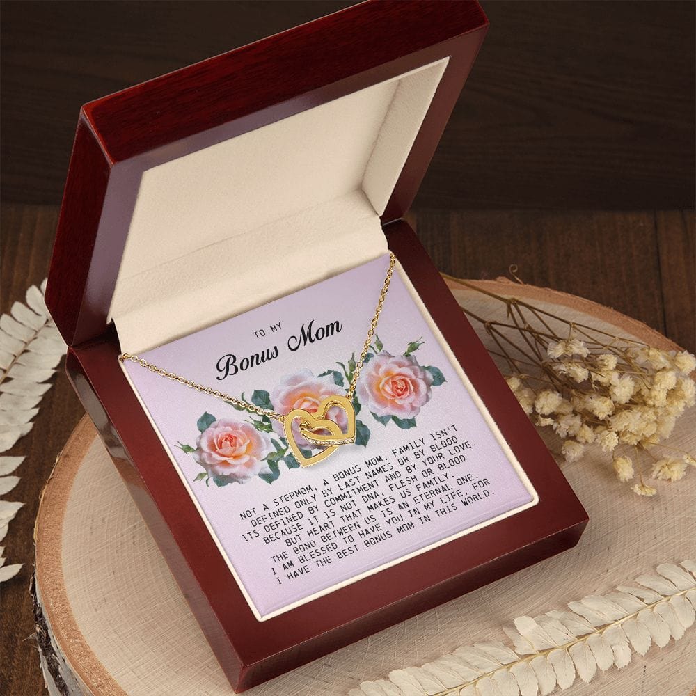 To My Bonus Mom, Interlocking Hearts Necklace