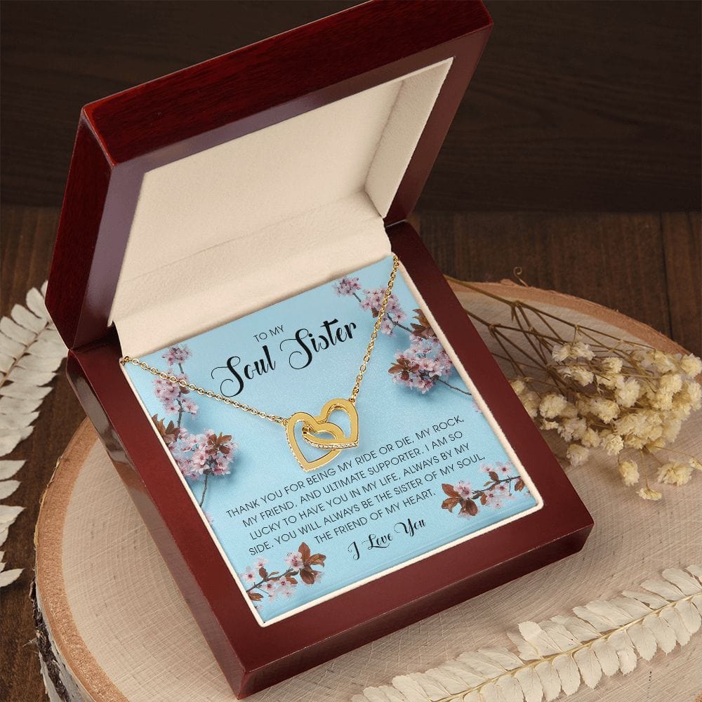 To My Soul Sister, Interlocking Hearts Necklace