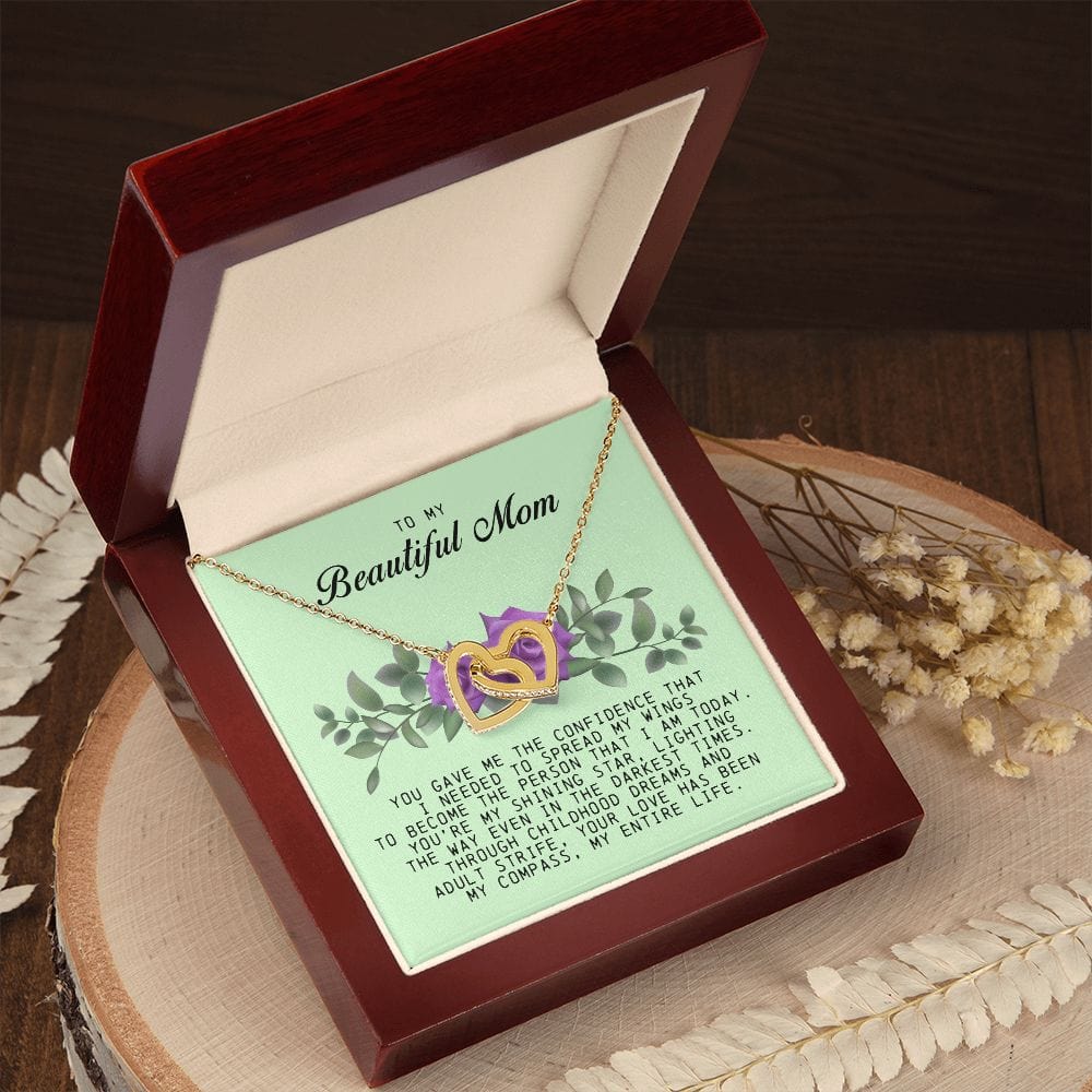 To my Beautiful Mom, Interlocking Hearts Necklace, Mother's Day Gift