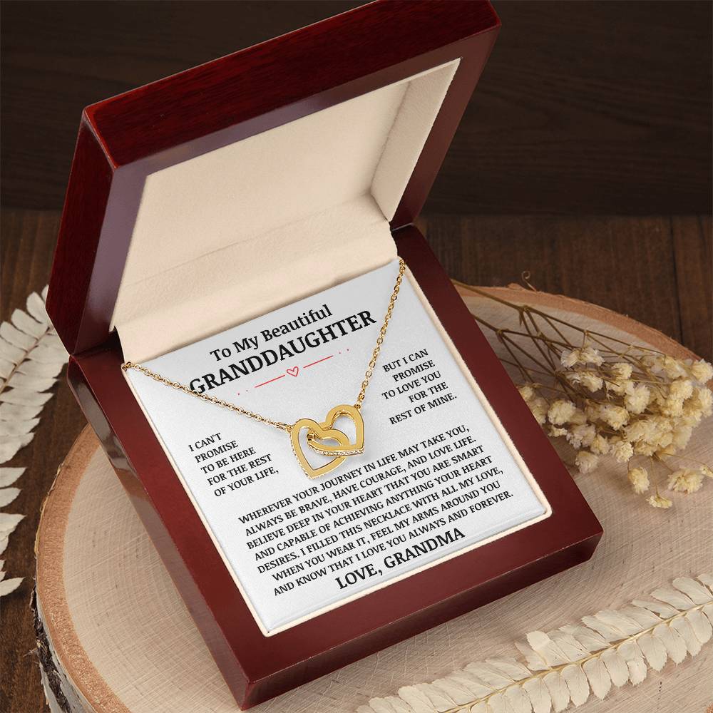 To My Beautiful Granddaughter "Love You Always & Forever" Interlocking Heart Necklace