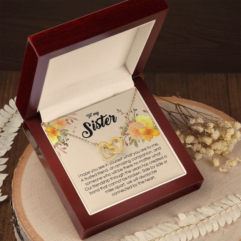 To My Sister, Interlocking Hearts Necklace