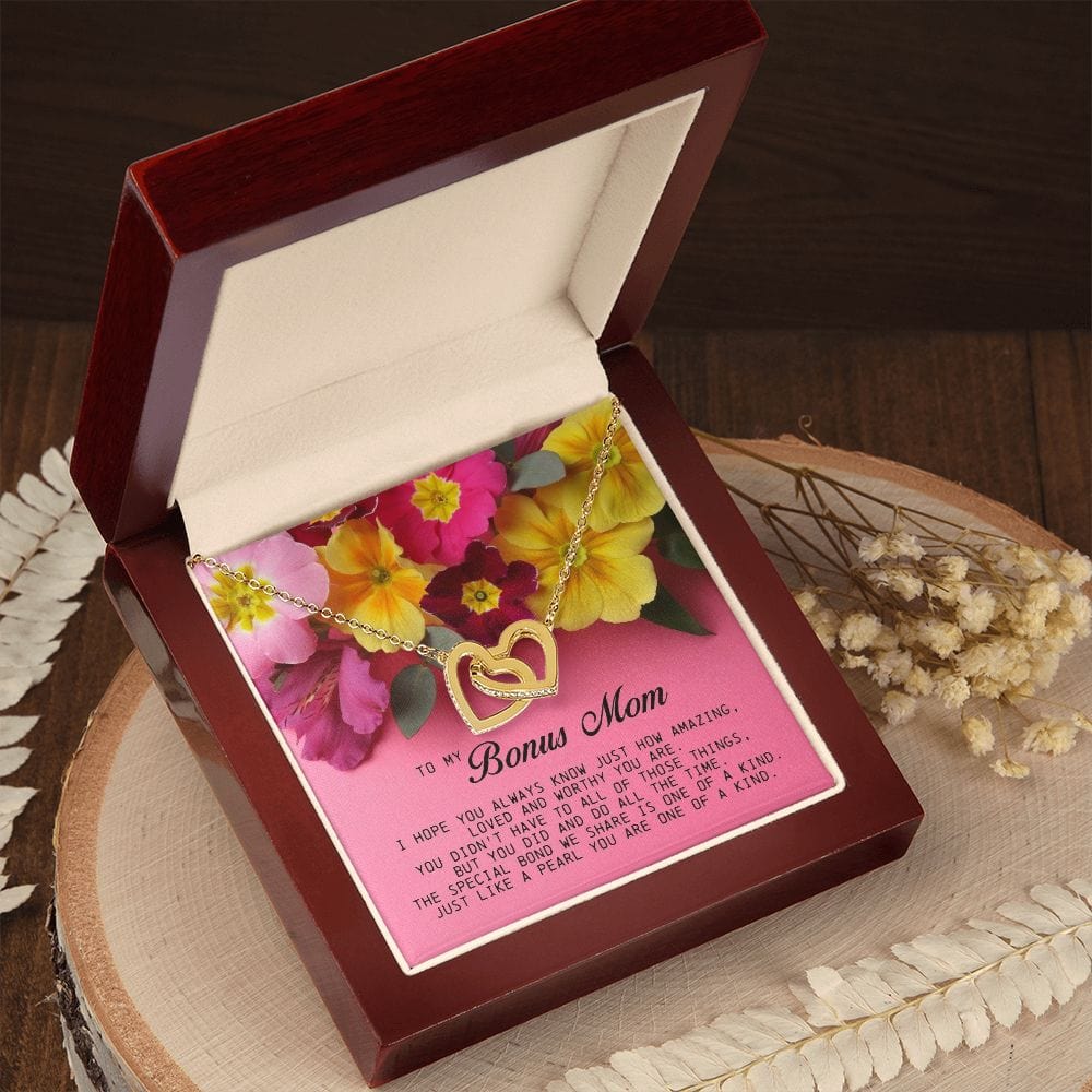 To My Bonus Mom, Interlocking Hearts Necklace
