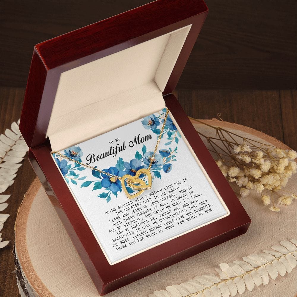 To My Beautiful Mom, Interlocking Hearts Necklace
