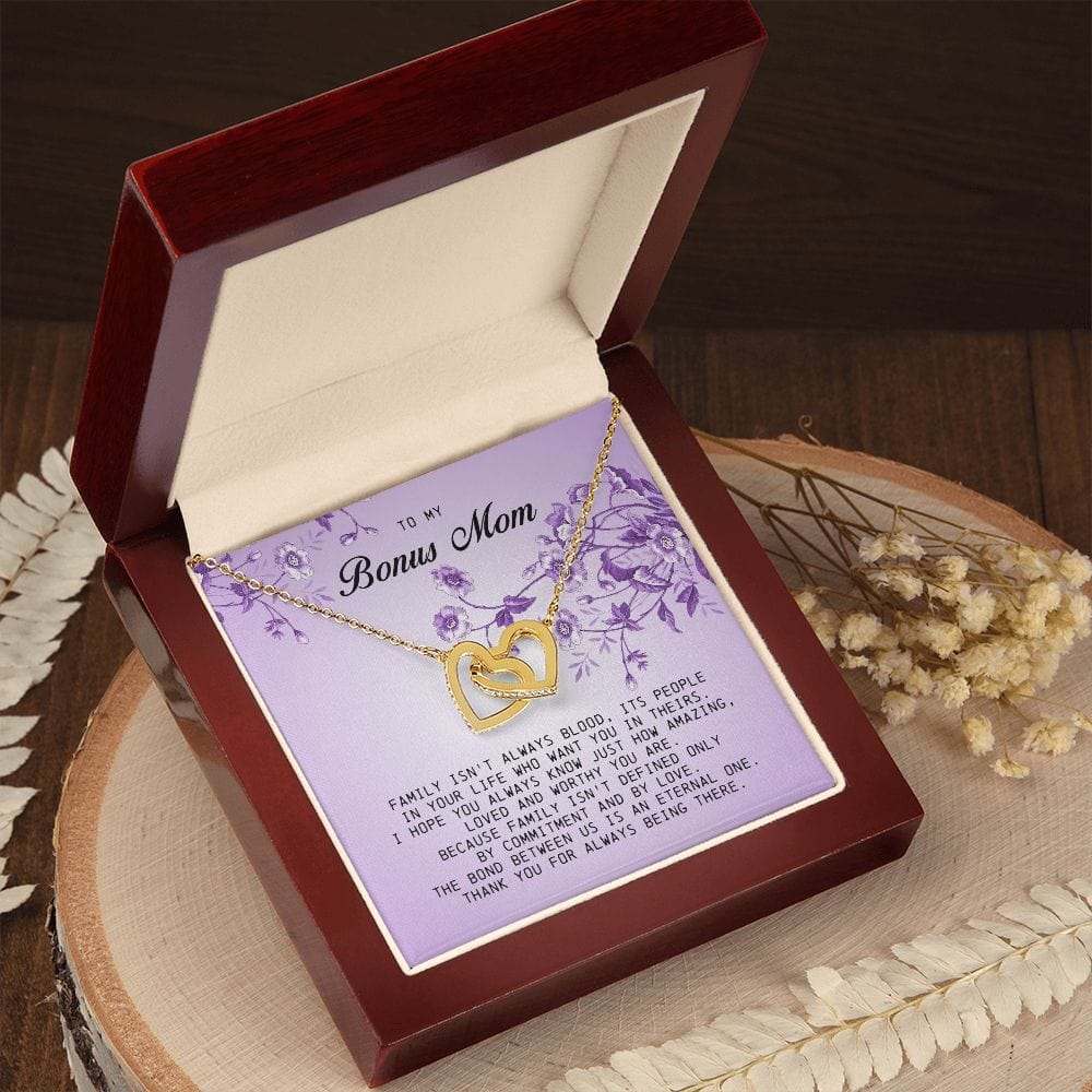 To My Bonus Mom, Interlocking Hearts Necklace