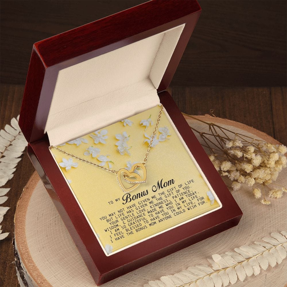 To My Bonus Mom, Interlocking Hearts Necklace