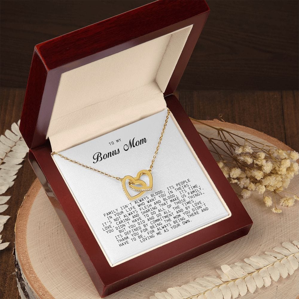 To My Bonus Mom, Interlocking Hearts Necklace