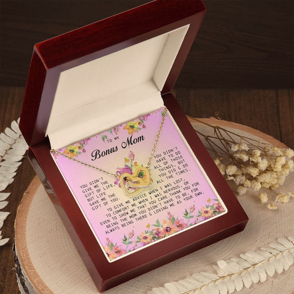 To My Bonus Mom, Interlocking Hearts Necklace