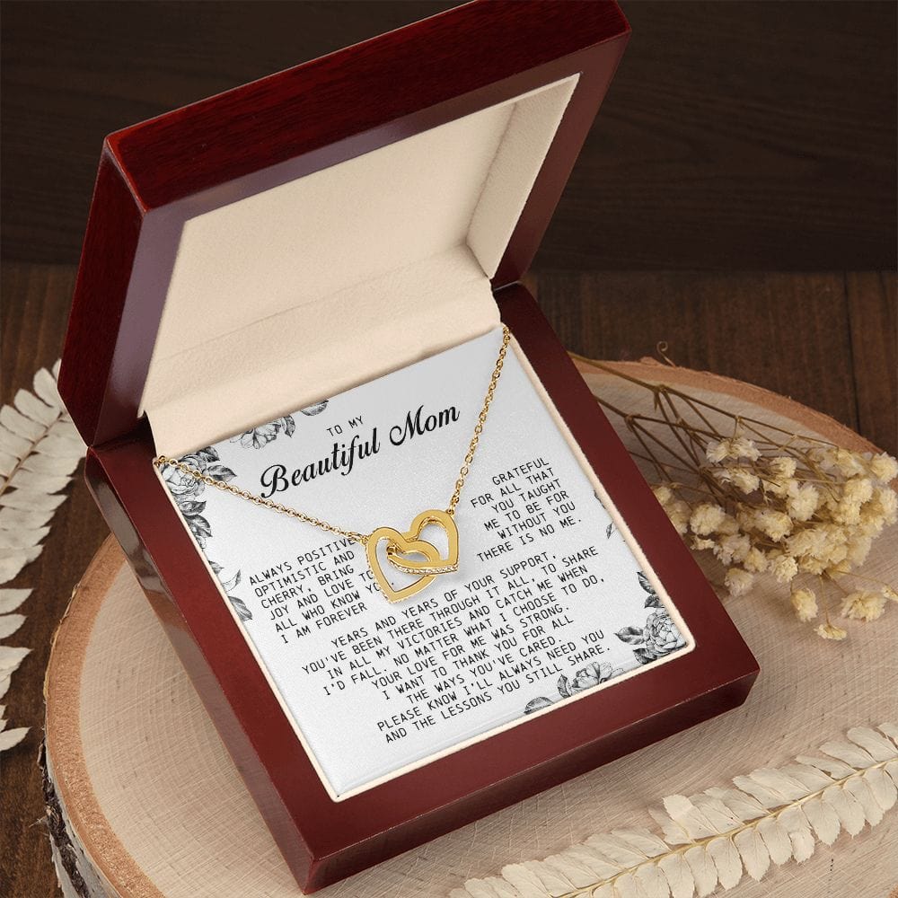 To my Beautiful Mom, Interlocking Hearts Necklace, Mother's Day Gift