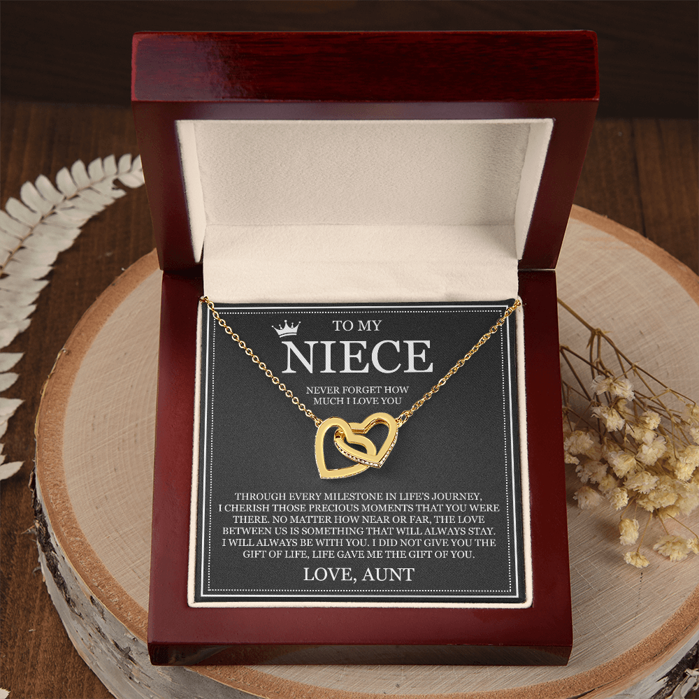 Interlocking Hearts Necklace - To My Niece "Never Forget How Much I Love You"