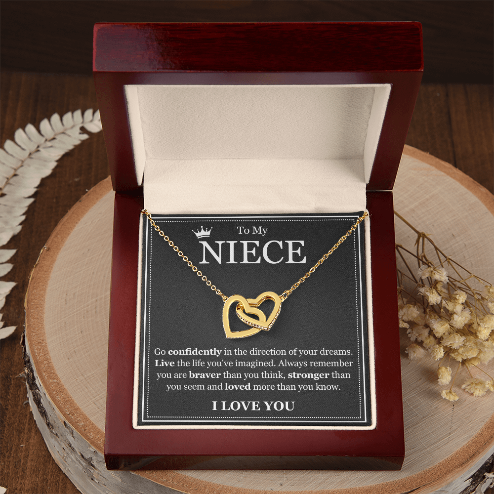 Interlocking Hearts Necklace - To My Niece "Live The Life You've Imagined"