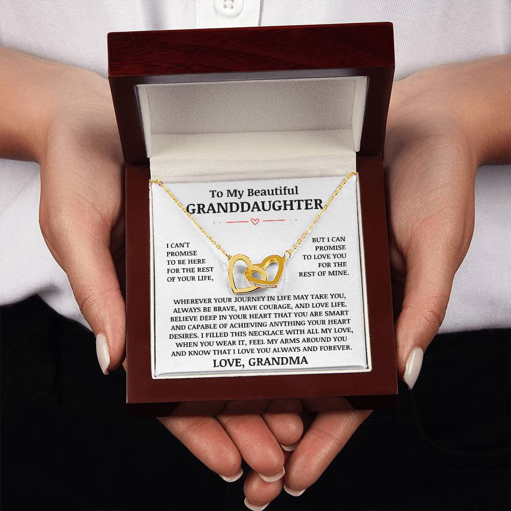 To My Beautiful Granddaughter "Love You Always & Forever" Interlocking Heart Necklace