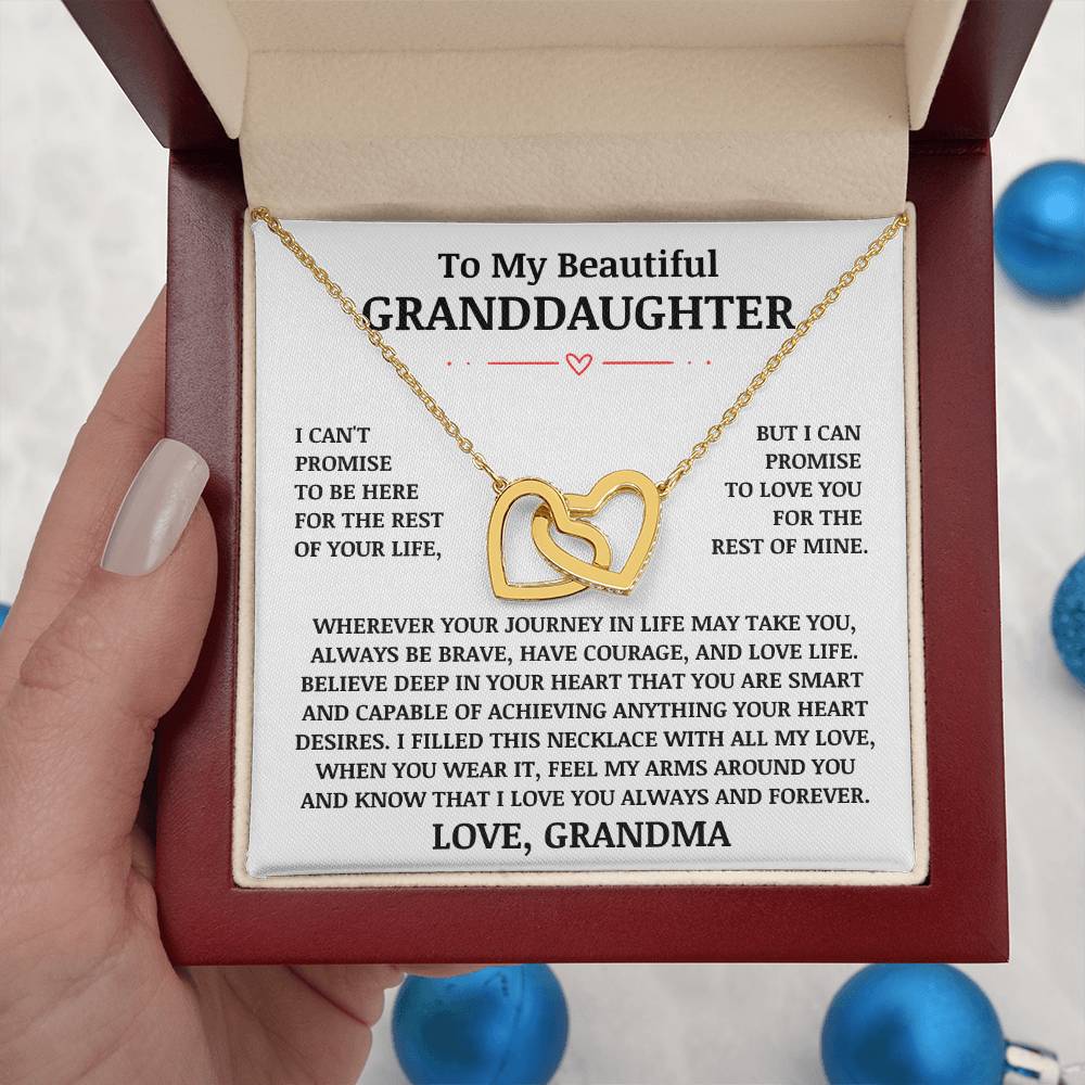 To My Beautiful Granddaughter "Love You Always & Forever" Interlocking Heart Necklace
