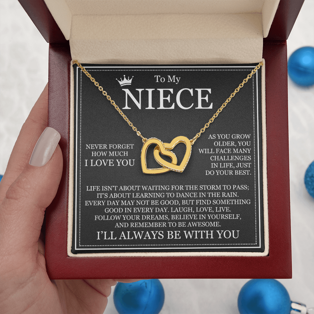 Interlocking Hearts Necklace - To My Niece "Never Forget How Much I Love You"