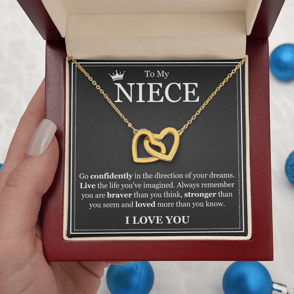Interlocking Hearts Necklace - To My Niece "Live The Life You've Imagined"