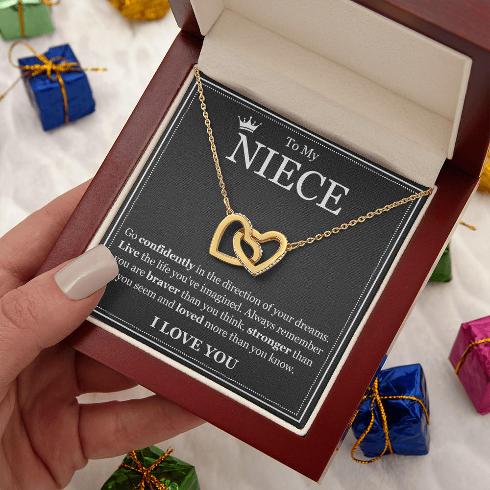 Interlocking Hearts Necklace - To My Niece "Live The Life You've Imagined"