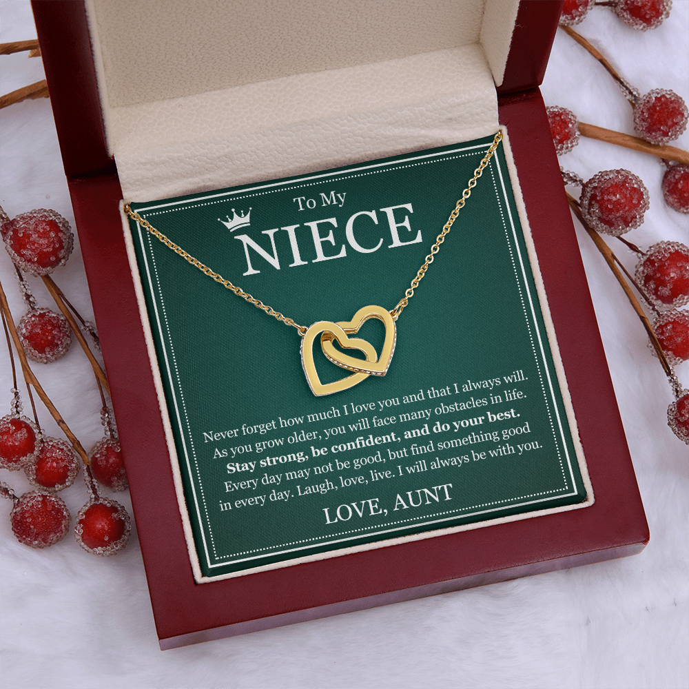 Interlocking Hearts Necklace - To My Niece "Stay Strong, Be Confident"