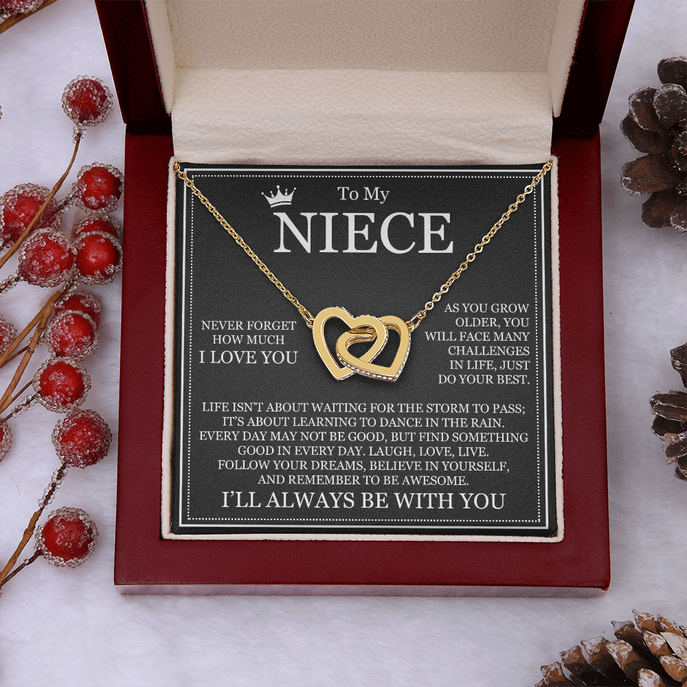 Interlocking Hearts Necklace - To My Niece "Never Forget How Much I Love You"