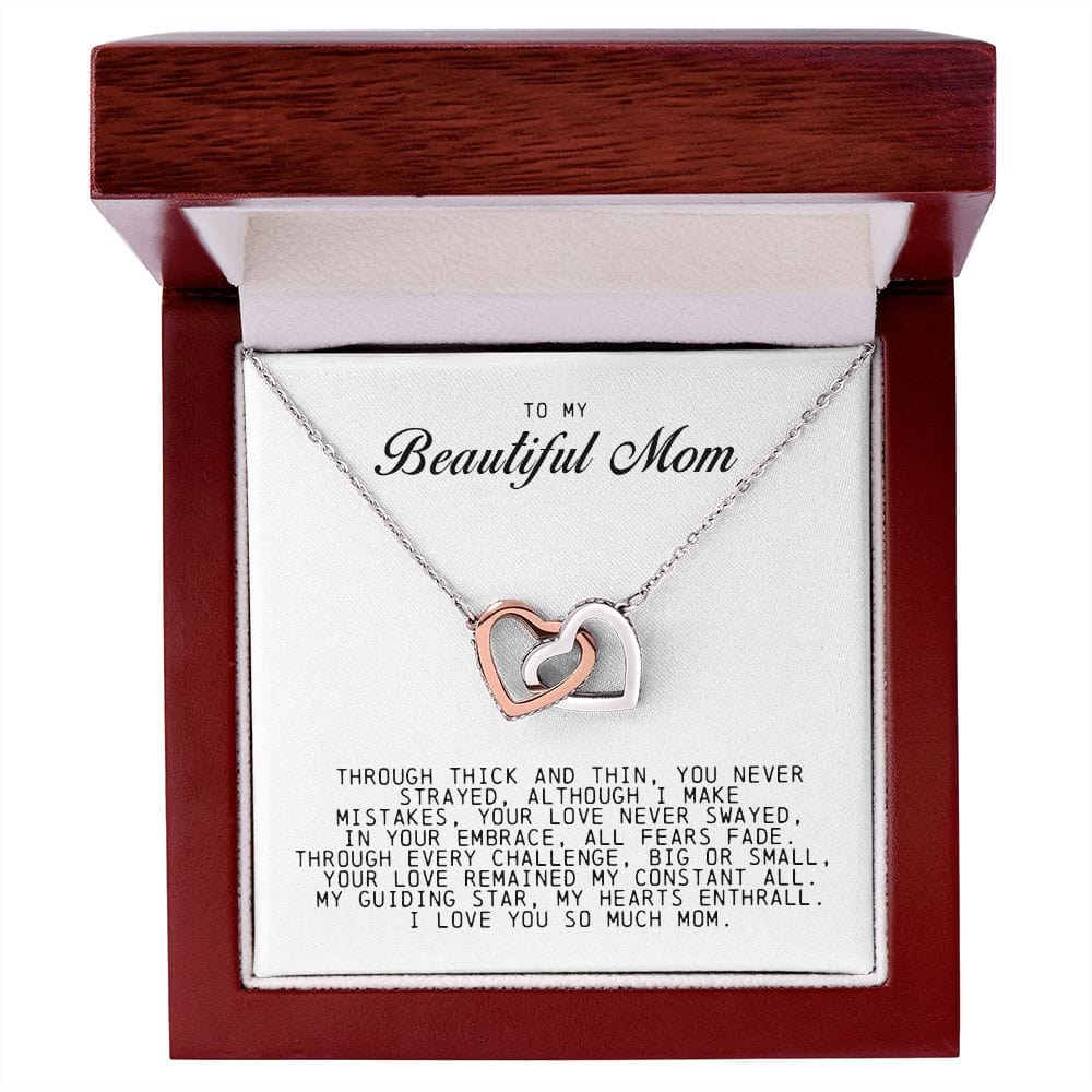 To my Beautiful Mom, Interlocking Hearts Necklace, Mother's Day Gift
