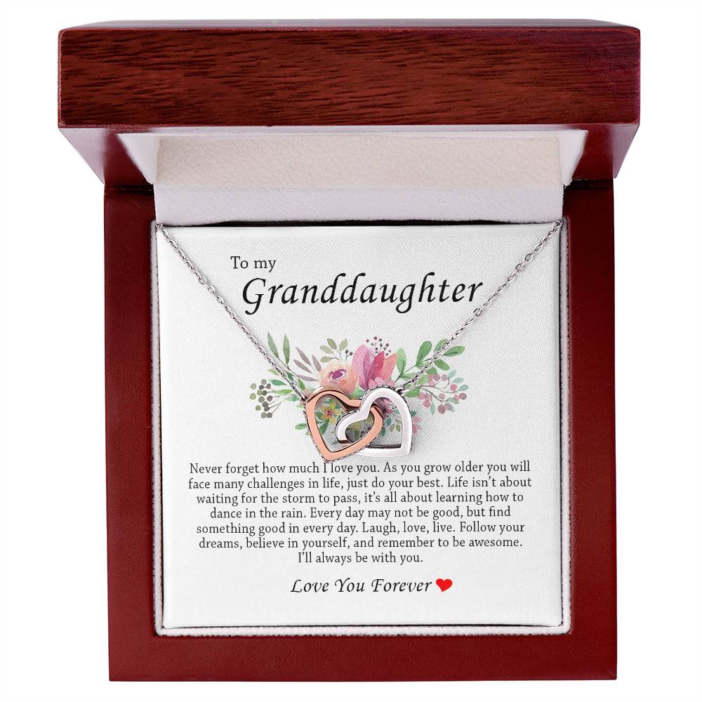 To My Granddaughter "I'll Always Be With You" Interlocking Heart Necklace