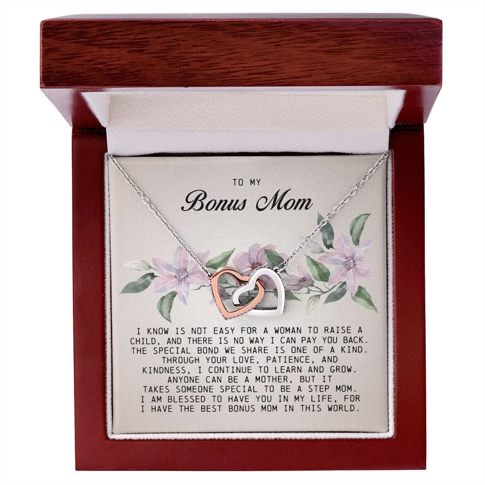 To My Bonus Mom, Interlocking Hearts Necklace