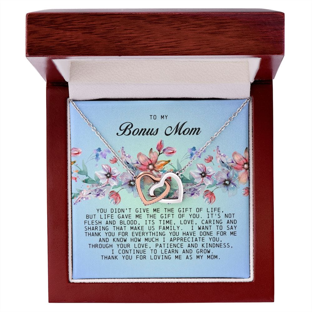 To My Bonus Mom, Interlocking Hearts Necklace