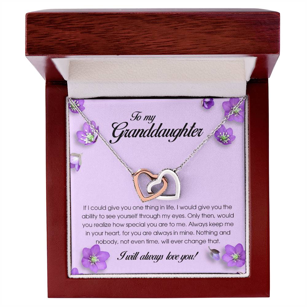 To My Granddaughter, Interlocking Heart Necklace