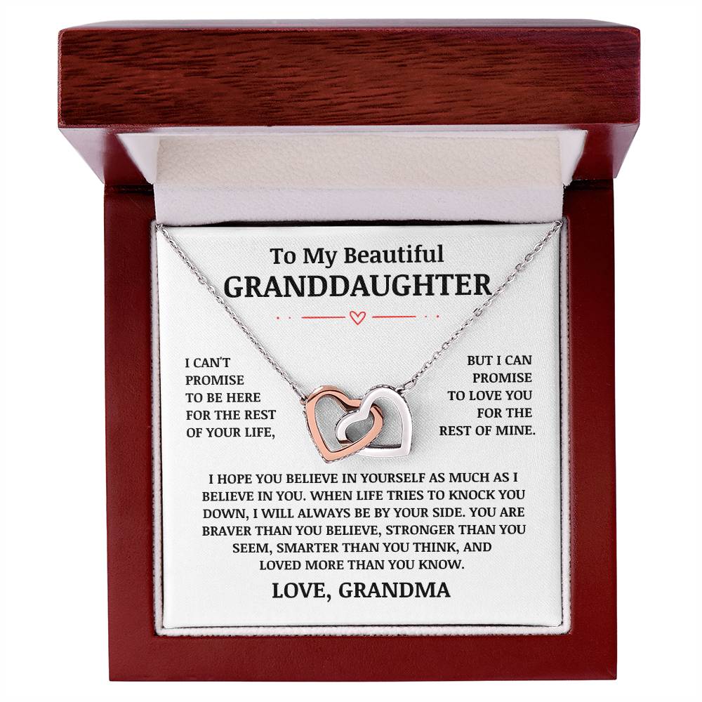 To My Beautiful Granddaughter "I Believe In You" Interlocking Heart Necklace