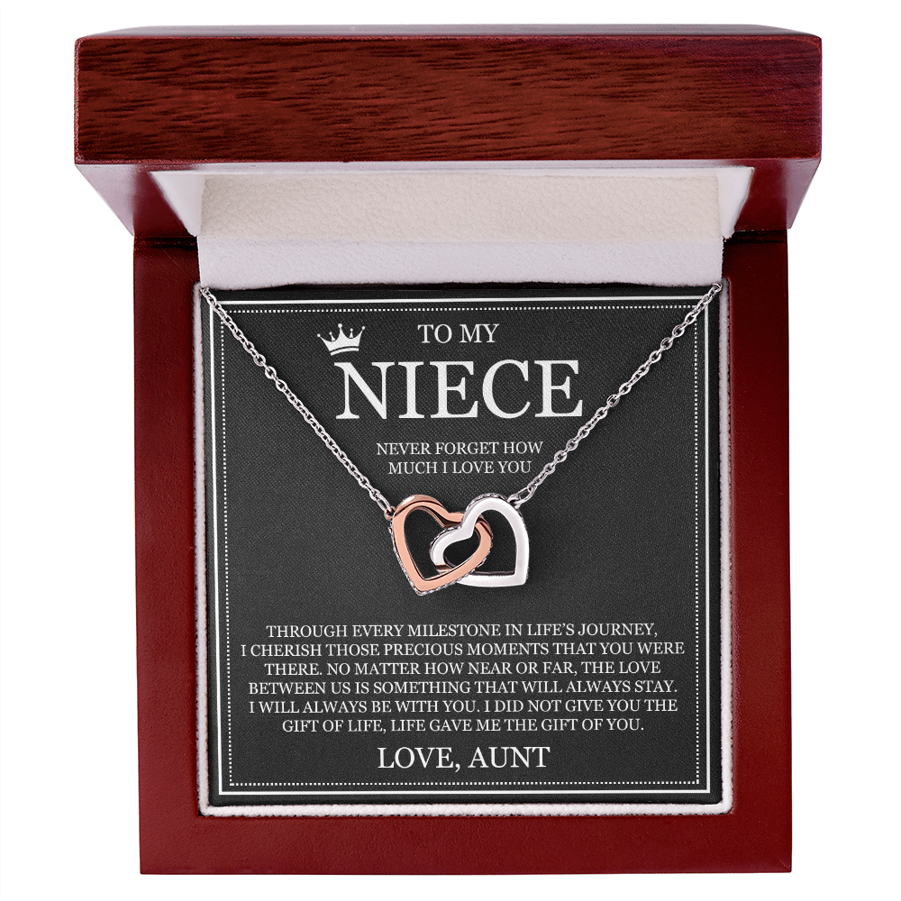 Interlocking Hearts Necklace - To My Niece "Never Forget How Much I Love You"