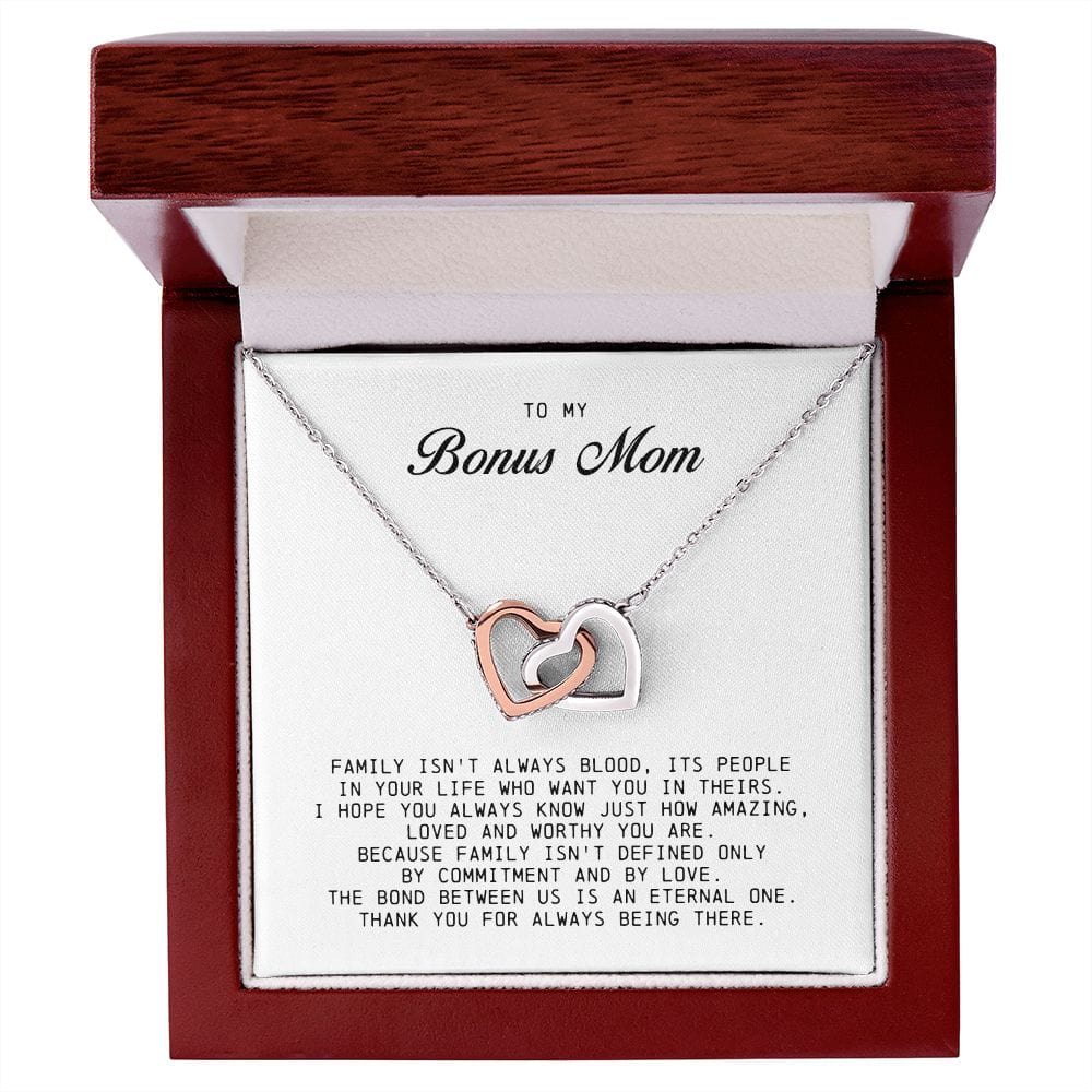 To My Bonus Mom, Interlocking Hearts Necklace