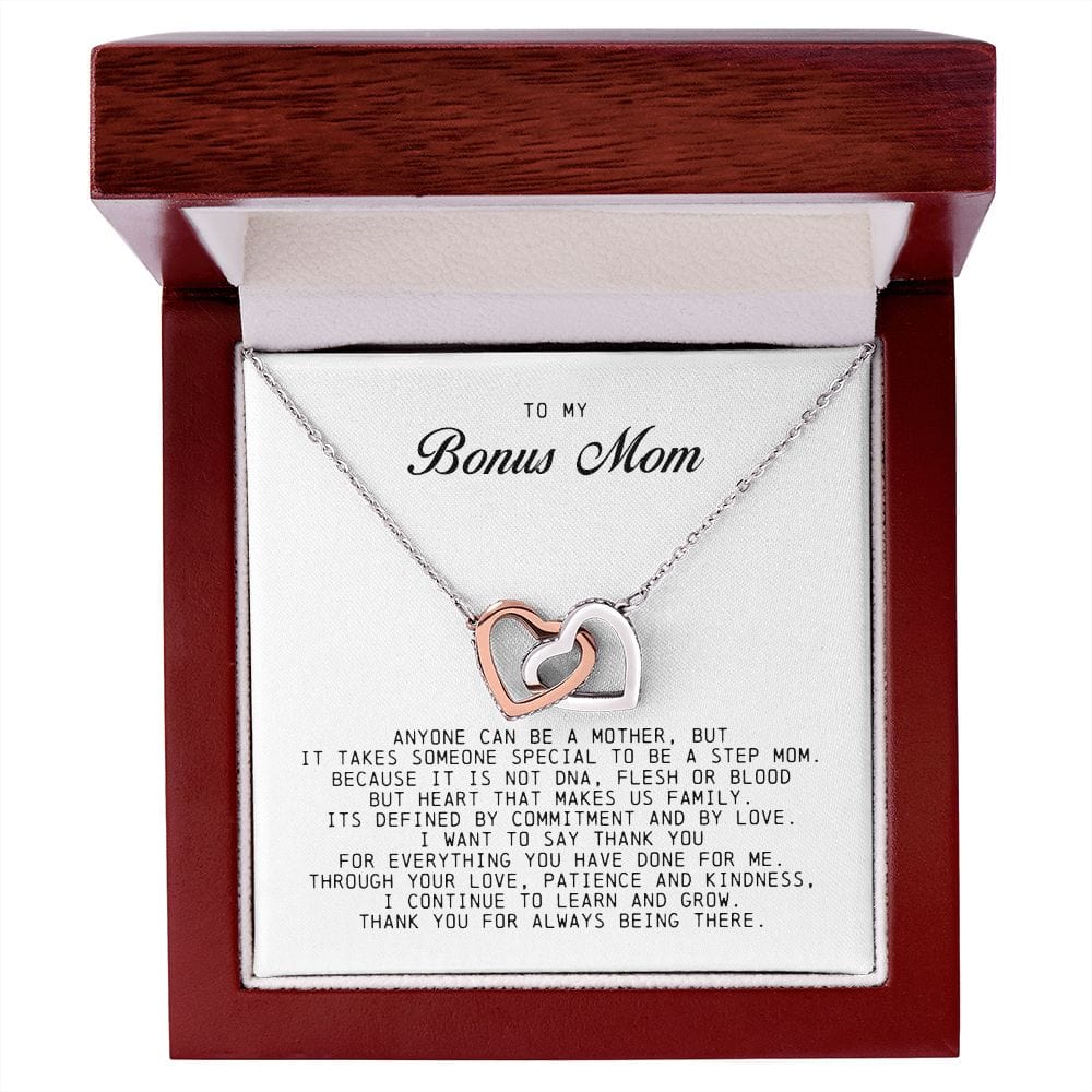 To My Bonus Mom, Interlocking Hearts Necklace