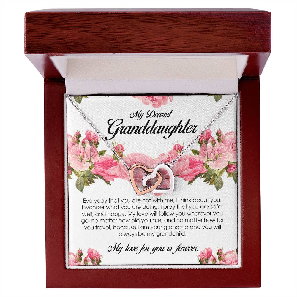 To My Dearest Granddaughter, Interlocking Heart Necklace