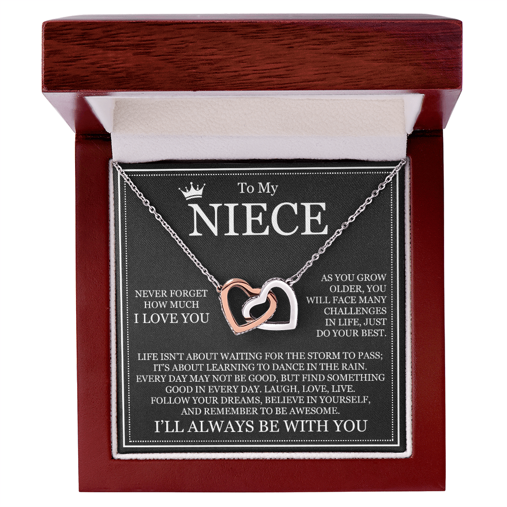 Interlocking Hearts Necklace - To My Niece "Never Forget How Much I Love You"