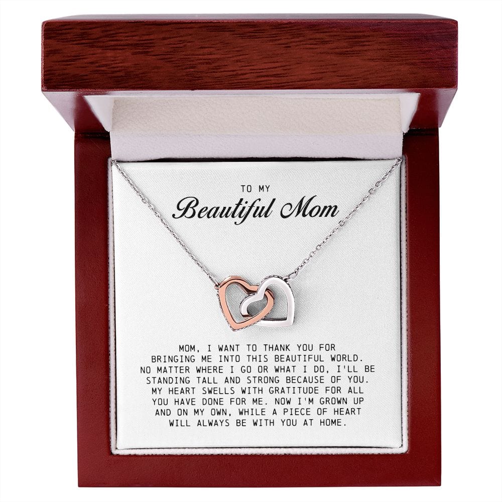 To My Beautiful Mom, Interlocking Hearts Necklace