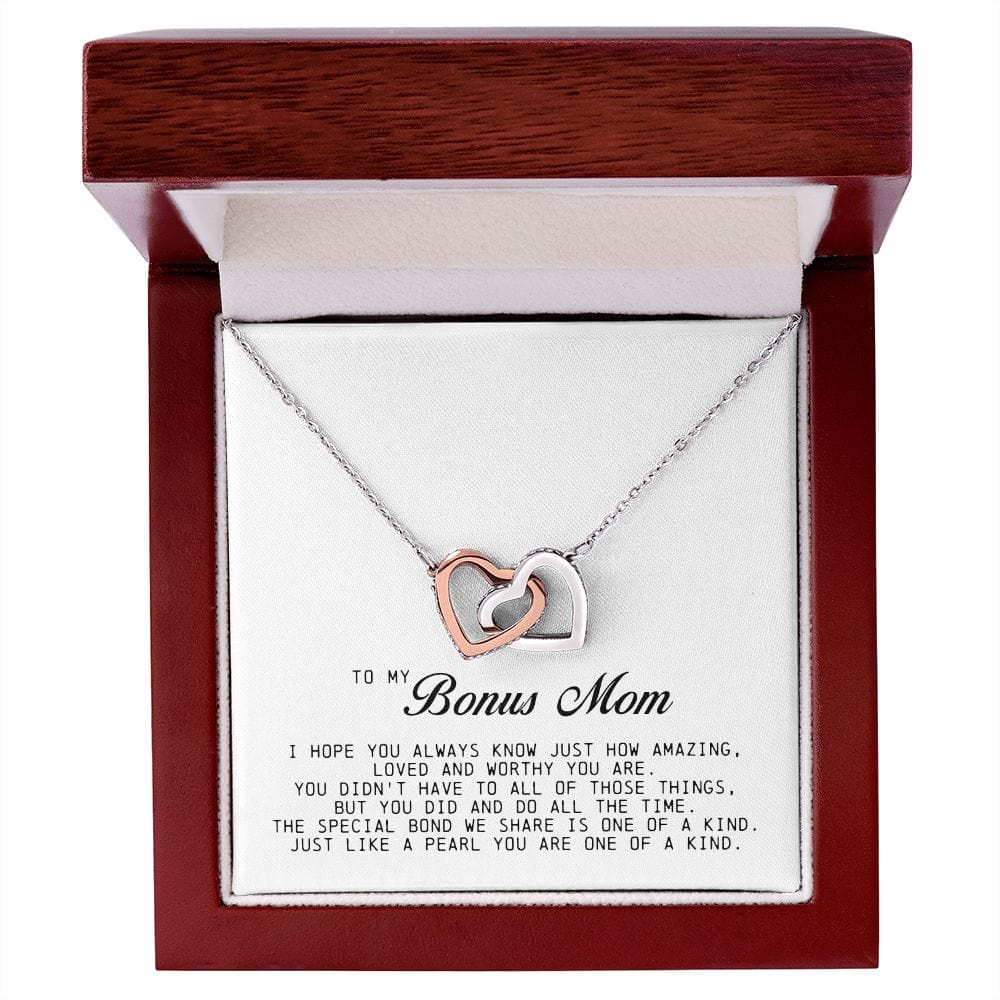 To My Bonus Mom, Interlocking Hearts Necklace