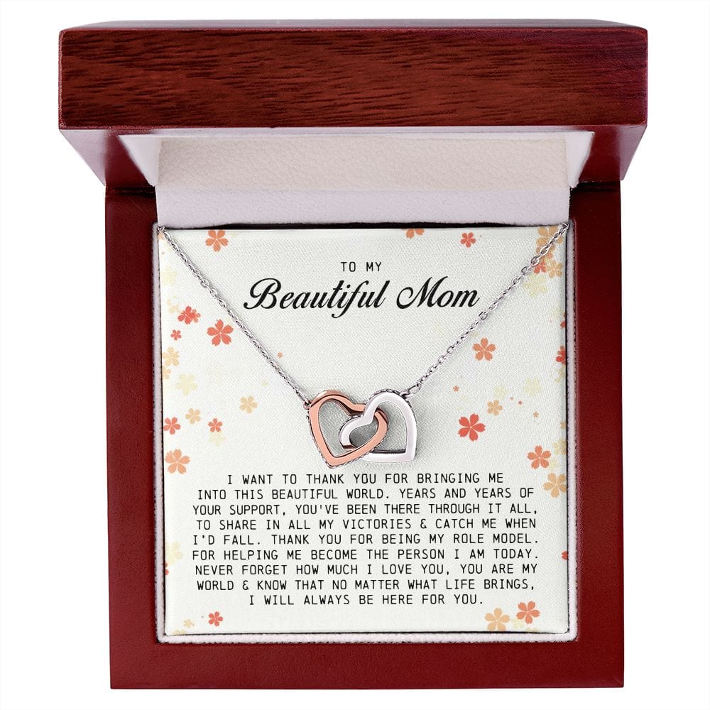 To My Beautiful Mom, Interlocking Hearts Necklace