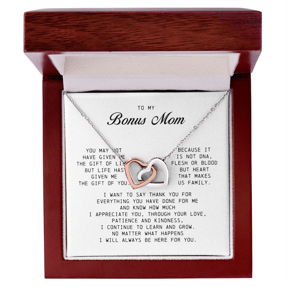 To My Bonus Mom, Interlocking Hearts Necklace