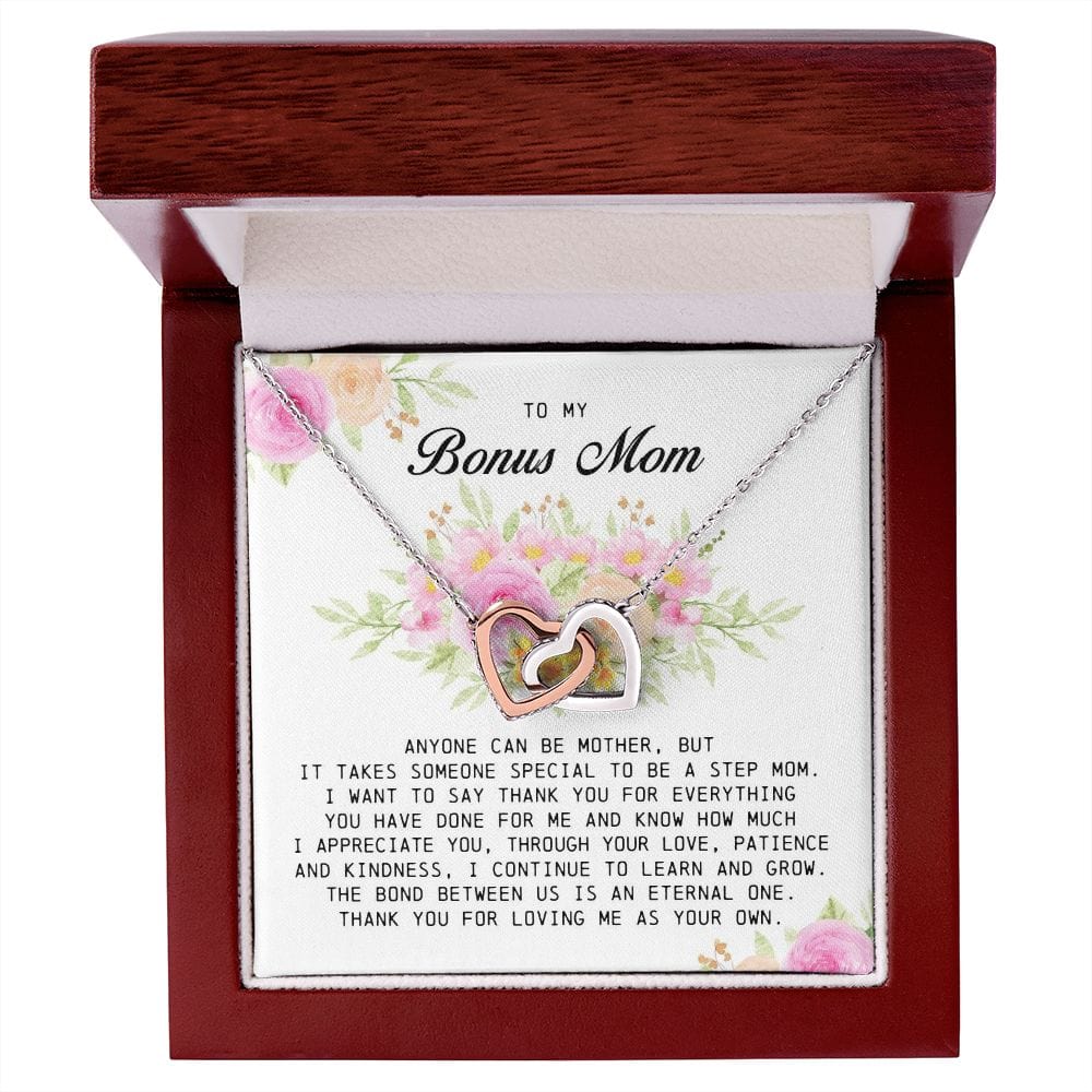 To My Bonus Mom, Interlocking Hearts Necklace