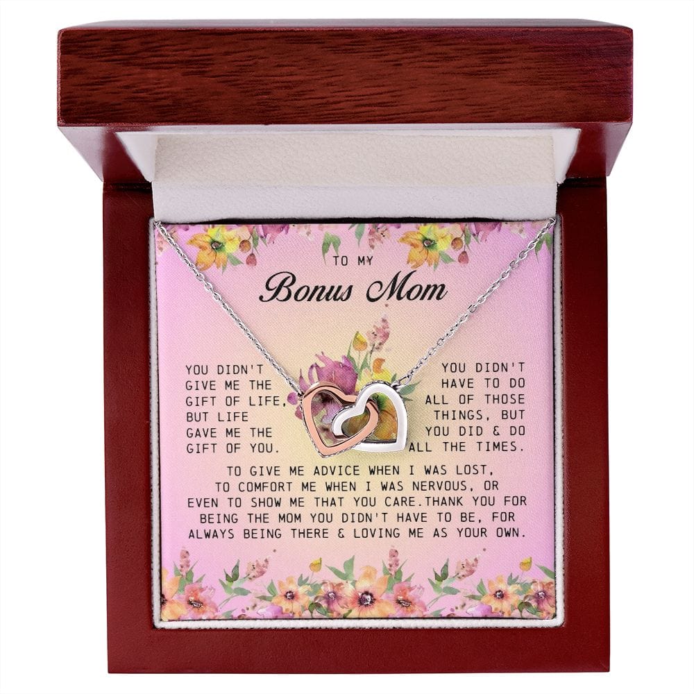 To My Bonus Mom, Interlocking Hearts Necklace