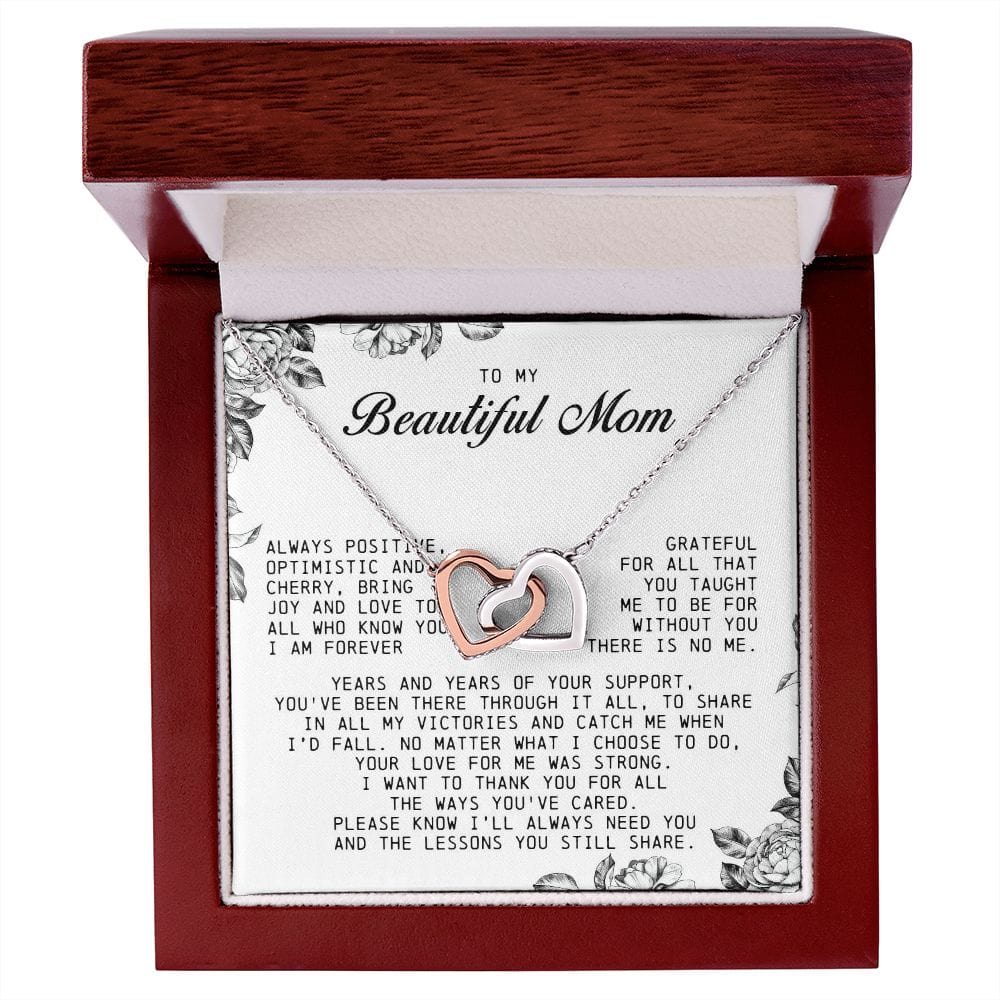 To my Beautiful Mom, Interlocking Hearts Necklace, Mother's Day Gift