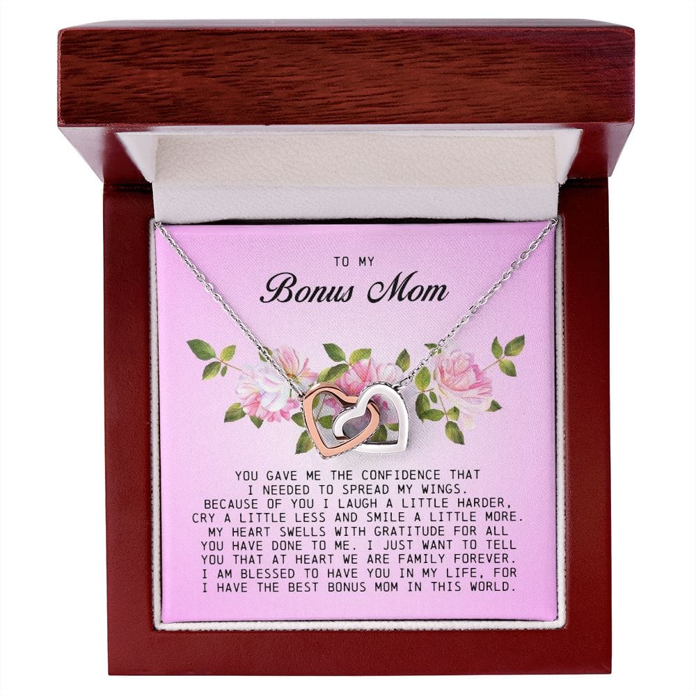To My Bonus Mom, Interlocking Hearts Necklace
