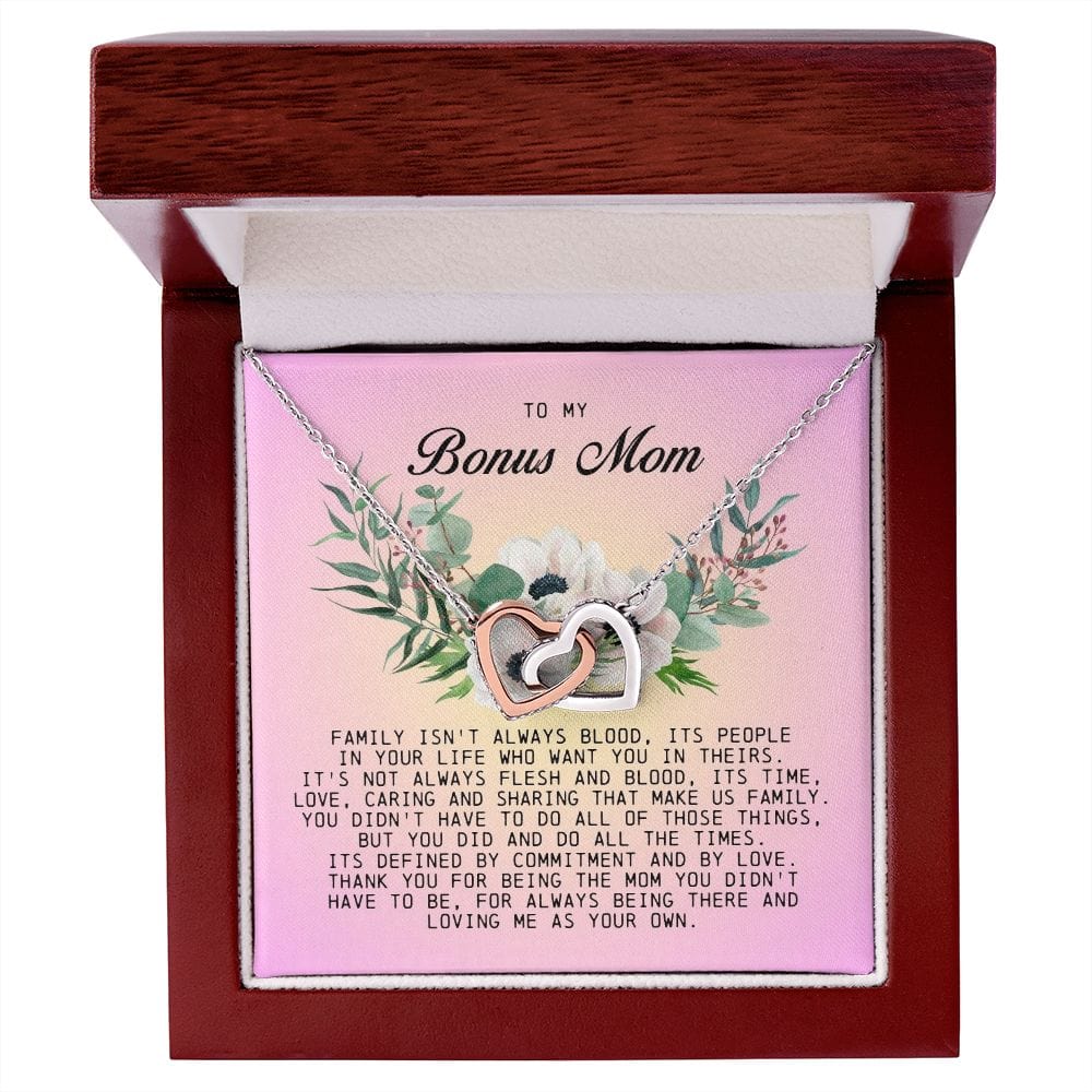 To My Bonus Mom, Interlocking Hearts Necklace