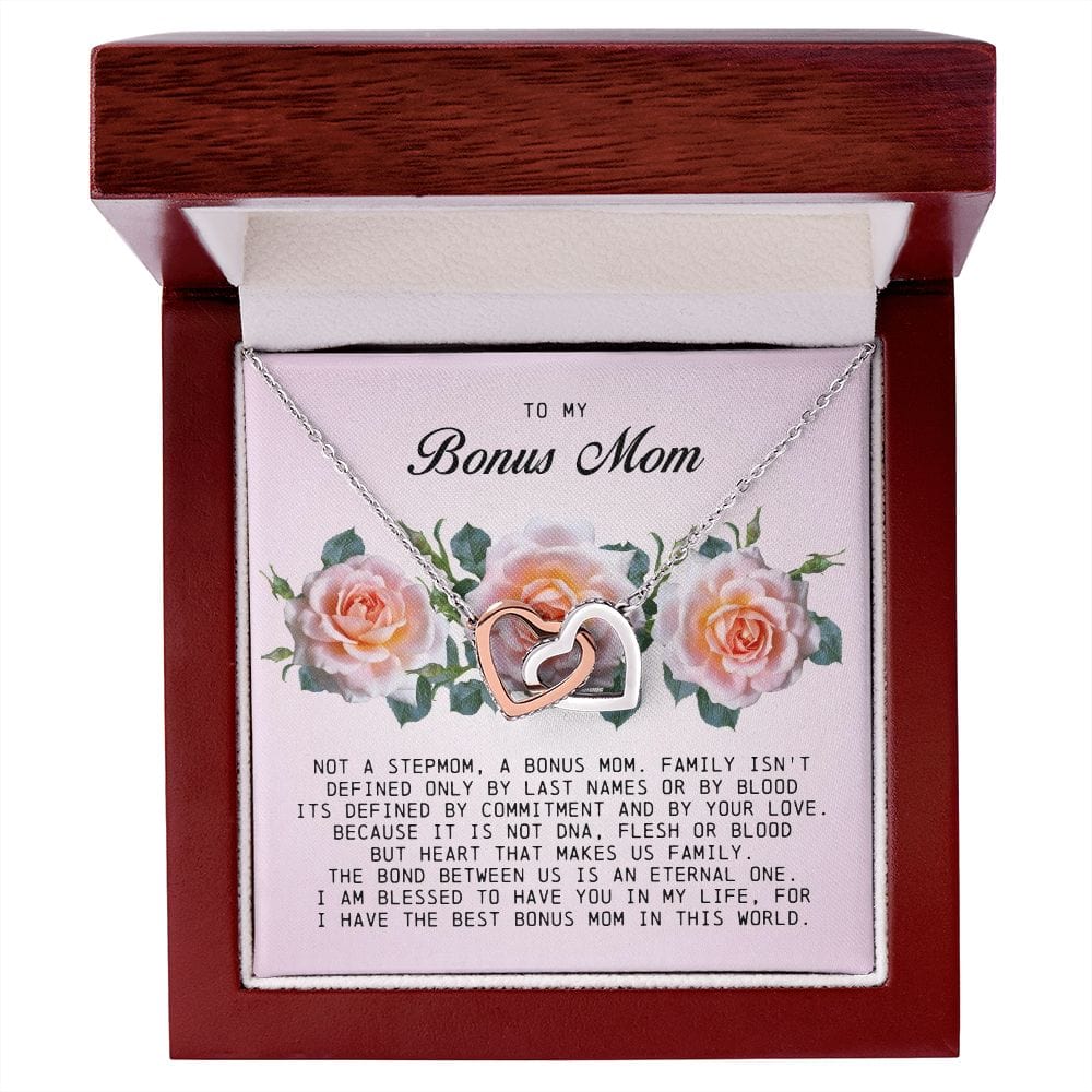 To My Bonus Mom, Interlocking Hearts Necklace