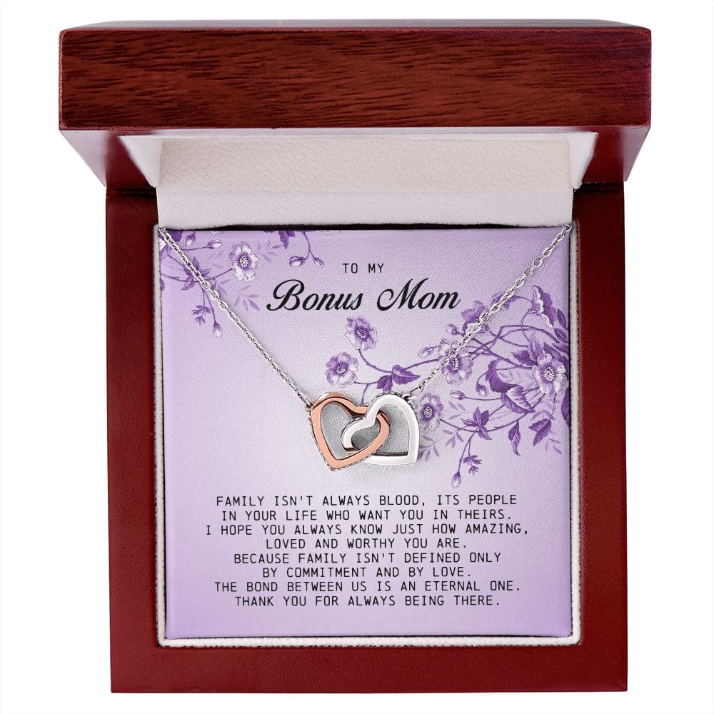 To My Bonus Mom, Interlocking Hearts Necklace