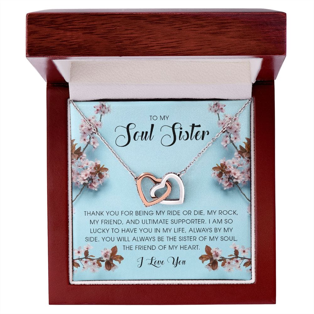 To My Soul Sister, Interlocking Hearts Necklace