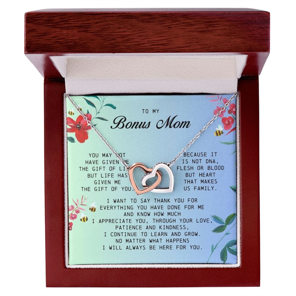 To My Bonus Mom, Interlocking Hearts Necklace