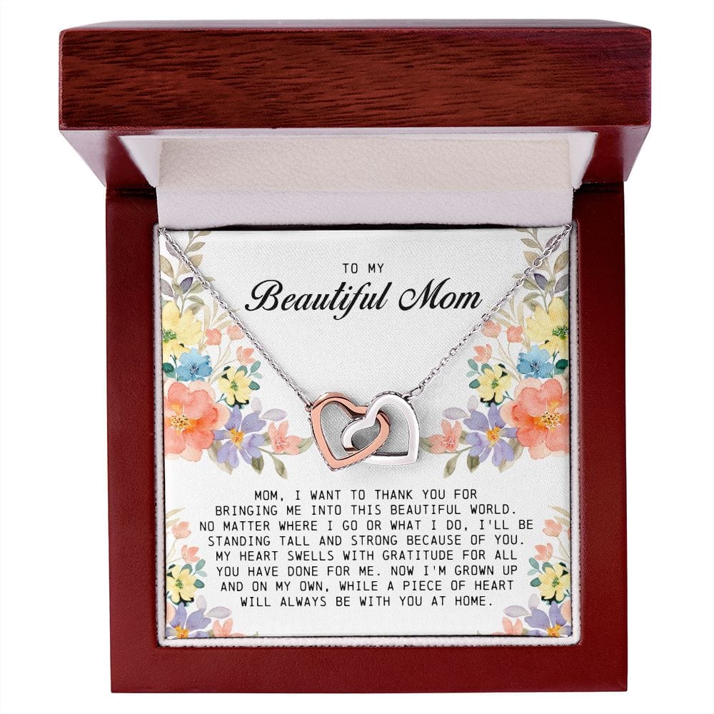 To My Beautiful Mom, Interlocking Hearts Necklace