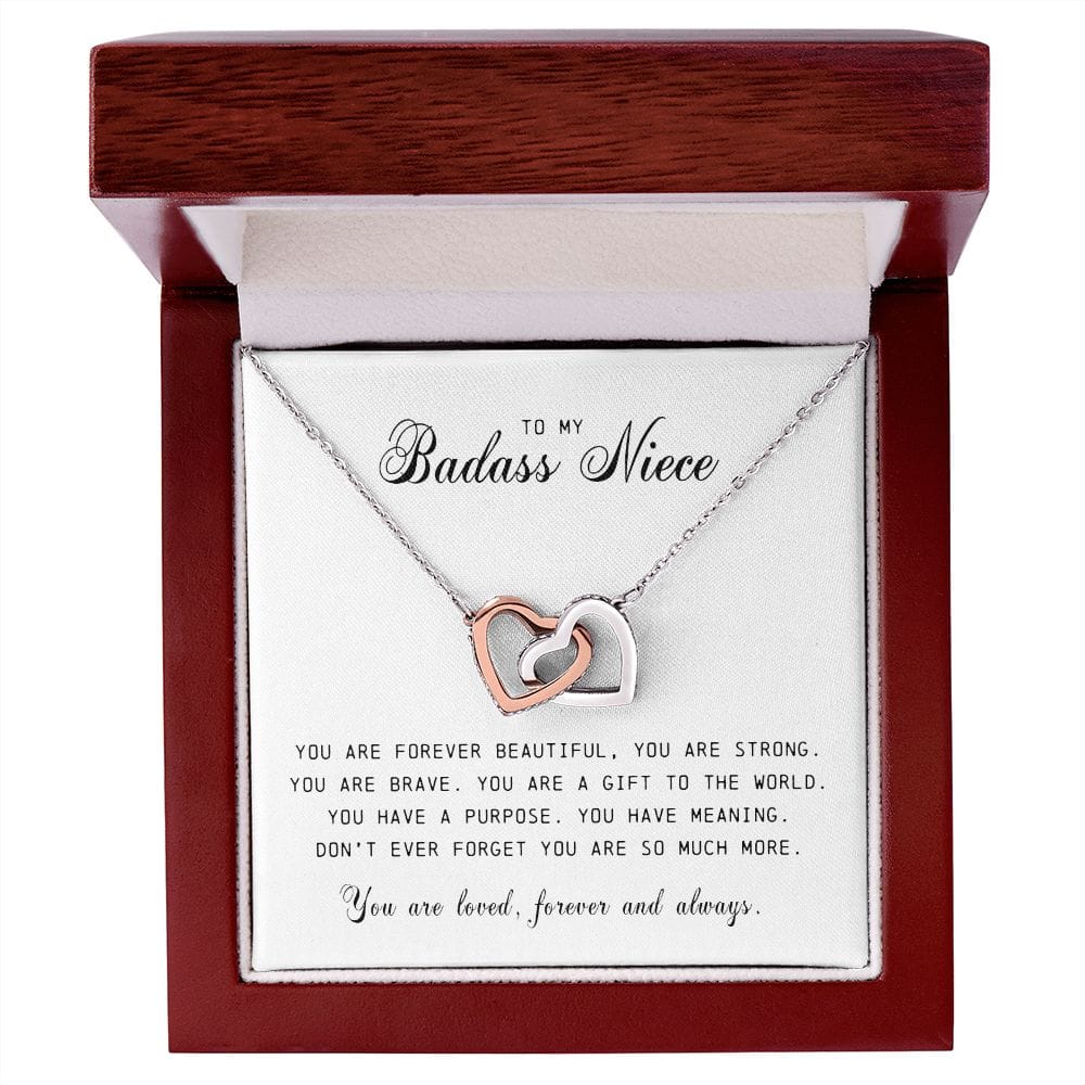 To My Badass Niece, Interlocking Hearts Necklace
